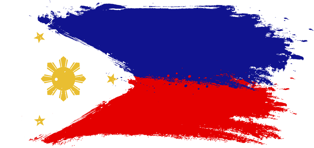 Flag of Philippine brush stroke grunge style background.